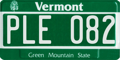 VT license plate PLE082
