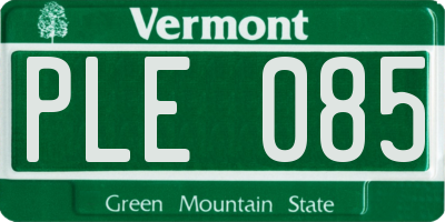 VT license plate PLE085