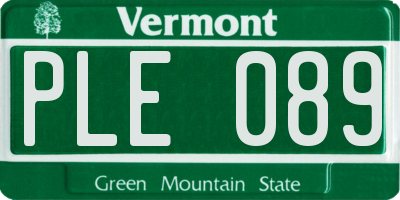 VT license plate PLE089