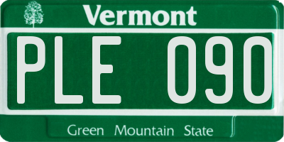 VT license plate PLE090