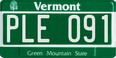 VT license plate PLE091