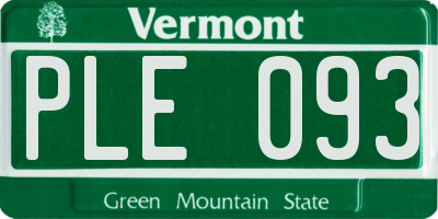VT license plate PLE093