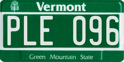 VT license plate PLE096