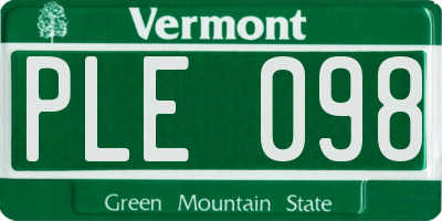 VT license plate PLE098