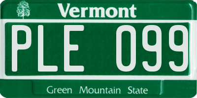 VT license plate PLE099