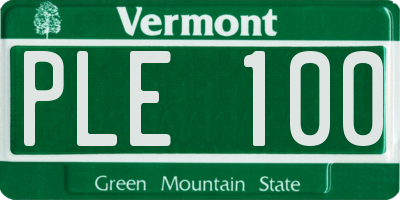 VT license plate PLE100