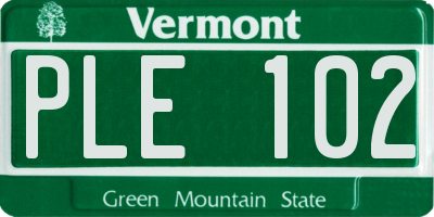 VT license plate PLE102