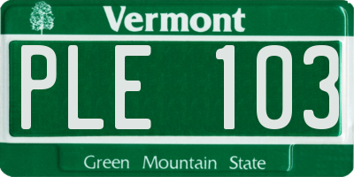 VT license plate PLE103