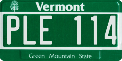 VT license plate PLE114