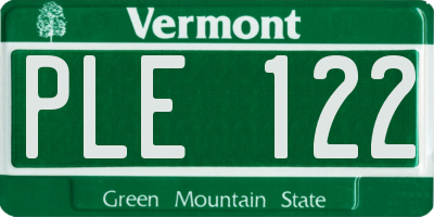 VT license plate PLE122