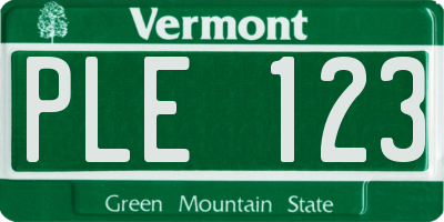 VT license plate PLE123