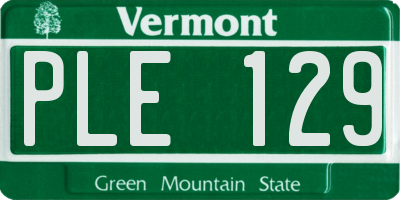 VT license plate PLE129
