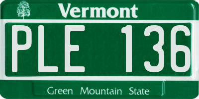 VT license plate PLE136