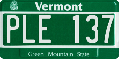 VT license plate PLE137