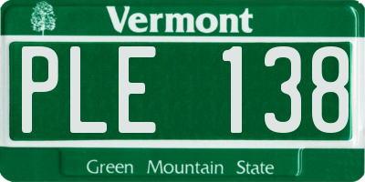 VT license plate PLE138