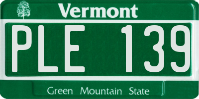 VT license plate PLE139