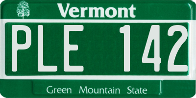 VT license plate PLE142