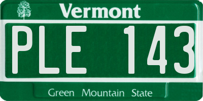 VT license plate PLE143