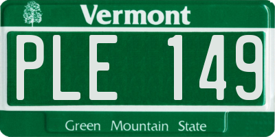 VT license plate PLE149