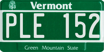 VT license plate PLE152