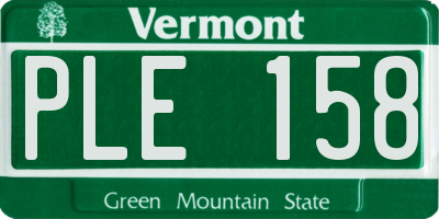 VT license plate PLE158