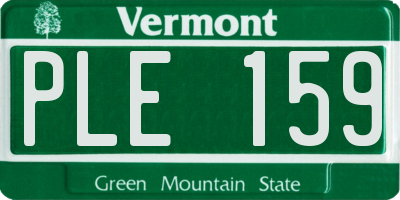 VT license plate PLE159