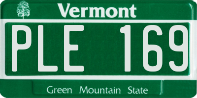 VT license plate PLE169