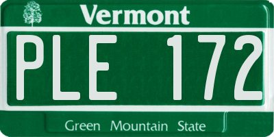 VT license plate PLE172
