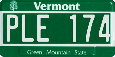 VT license plate PLE174