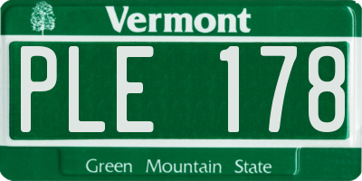 VT license plate PLE178