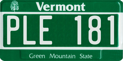 VT license plate PLE181