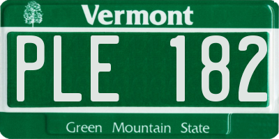 VT license plate PLE182