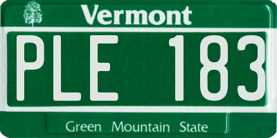 VT license plate PLE183