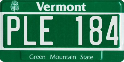 VT license plate PLE184