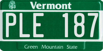 VT license plate PLE187