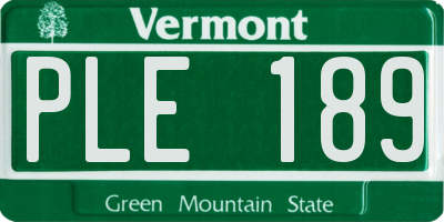 VT license plate PLE189