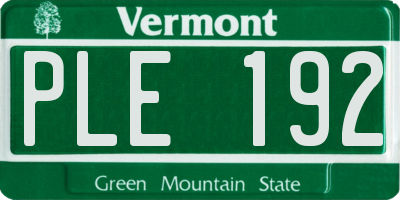 VT license plate PLE192