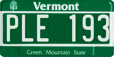 VT license plate PLE193