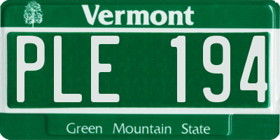 VT license plate PLE194