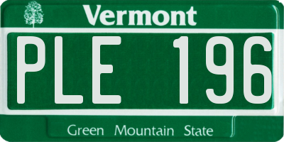 VT license plate PLE196