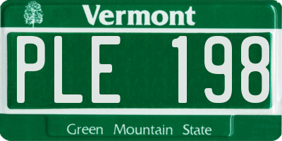 VT license plate PLE198
