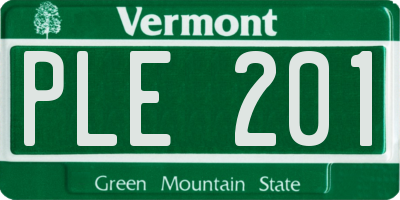 VT license plate PLE201