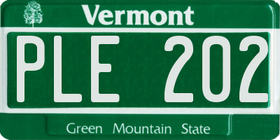 VT license plate PLE202