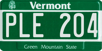 VT license plate PLE204