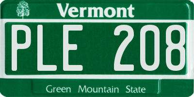 VT license plate PLE208