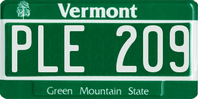 VT license plate PLE209