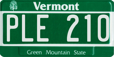 VT license plate PLE210
