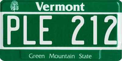 VT license plate PLE212