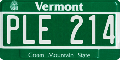 VT license plate PLE214