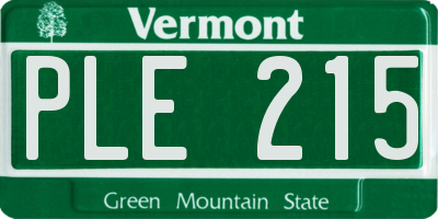 VT license plate PLE215